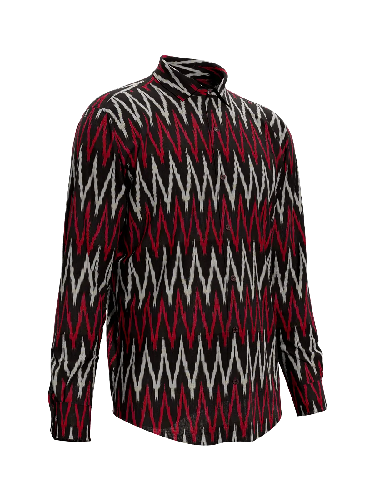 Ikat White Black Red Print Shirt for Men