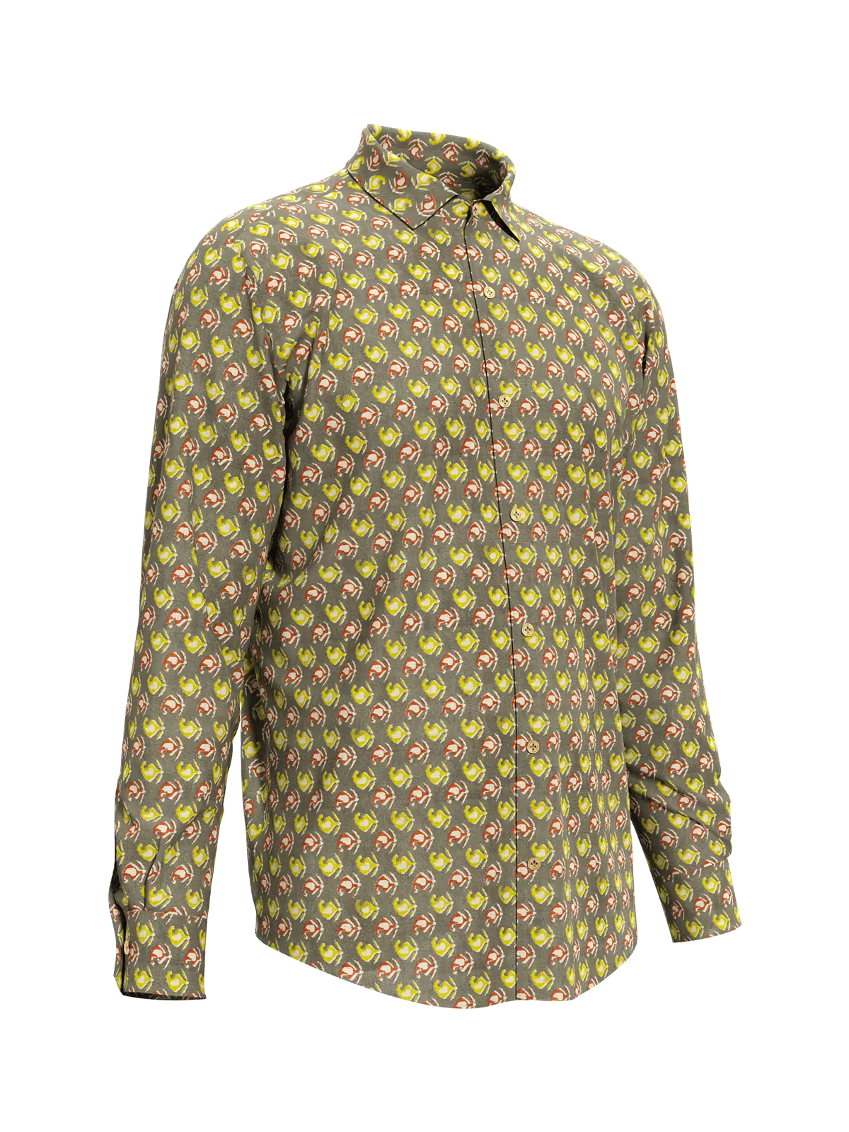 Cotton Red Yellow Men's Shirt