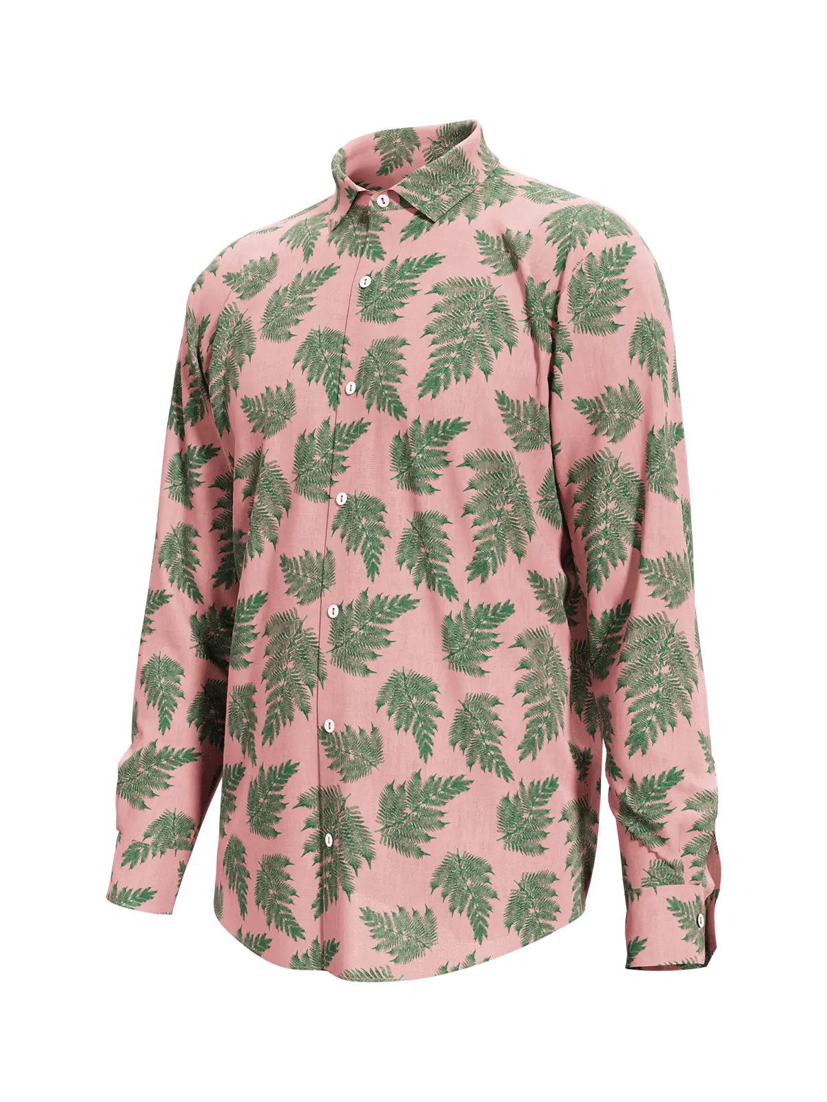 Tencel Pink Green Leaf Men's Shirt