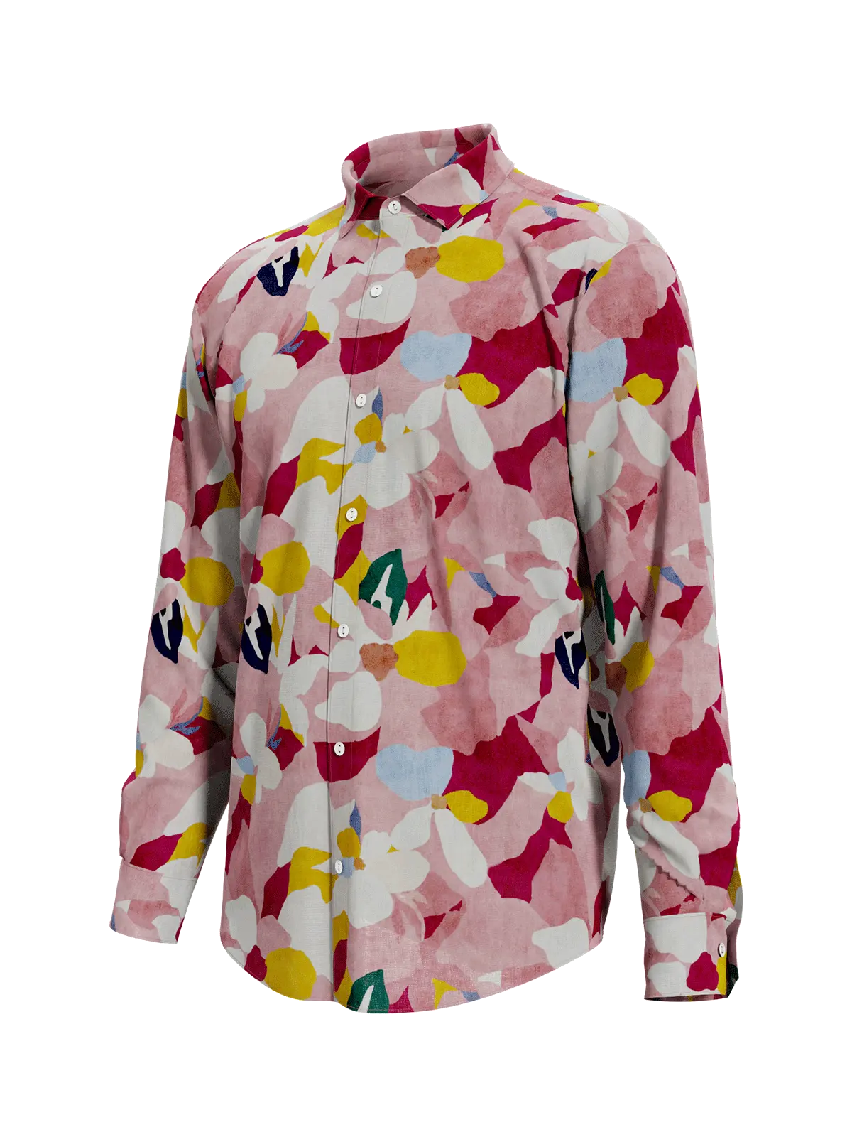 Tencel Floral White Red Men's Shirt