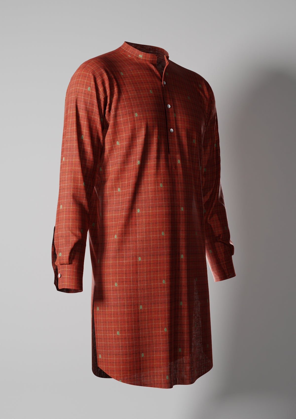 Crimson Loom-Textured Cotton Apparel(Kurta)