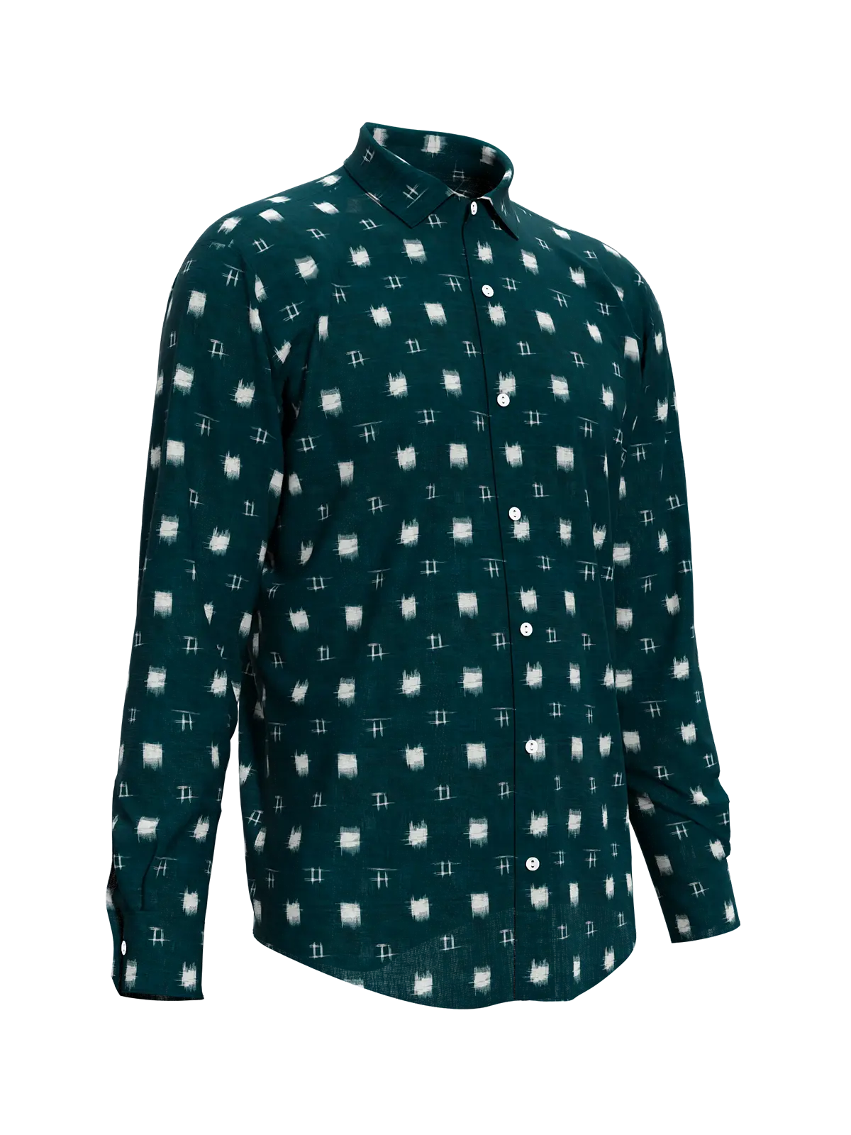 Green White Ikat Men's Shirt