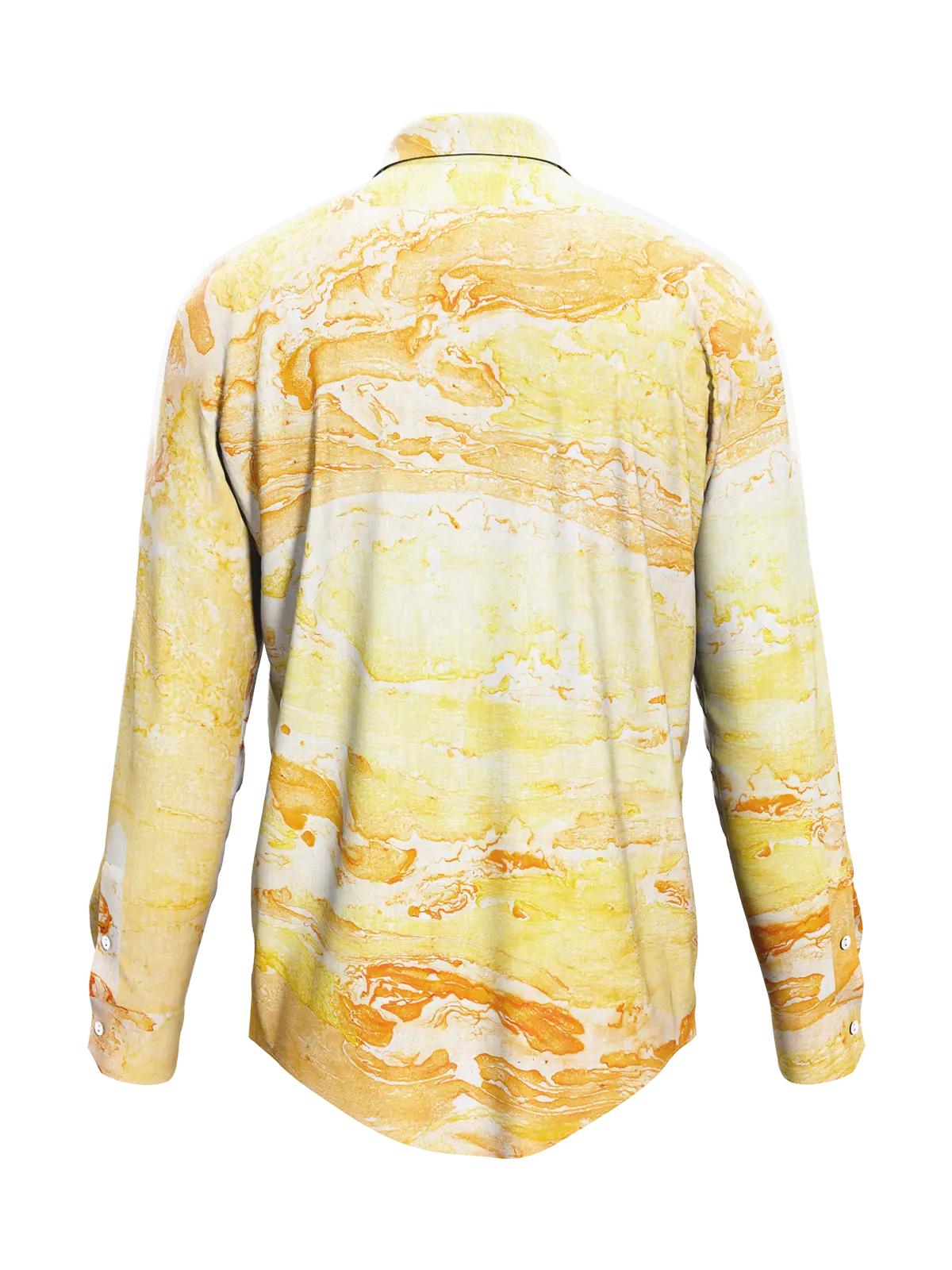 Yellow Marble Print Satin Shirt for Men