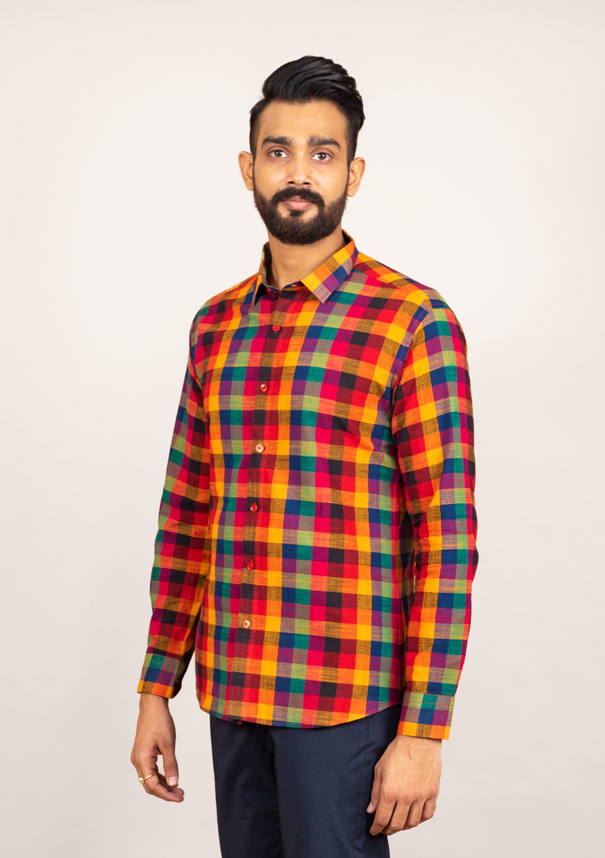 Textured Plaid Handloom (Checks multi-color handloom cotton Shirt)